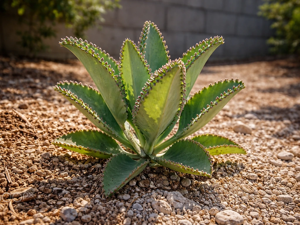 Mother of thousands succulent thriving in a sunny, gravelly well-draining outdoor spot.