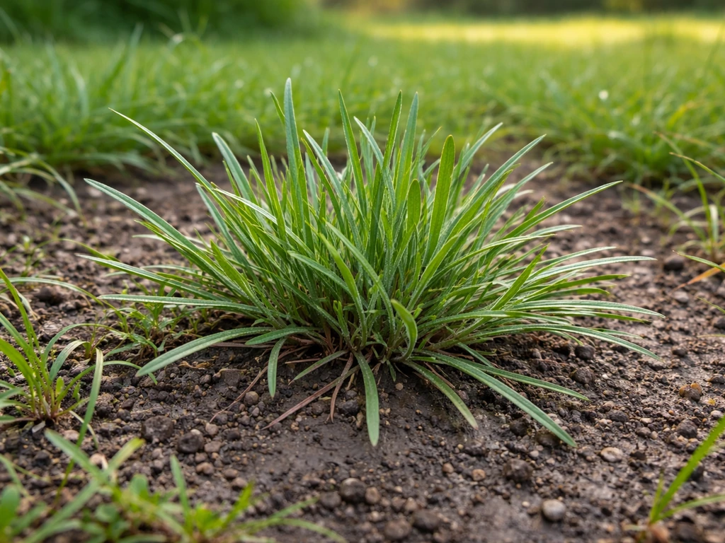 Gros plan sur une mauvaise herbe de type cistre au jardin, feuilles et port bien visibles.