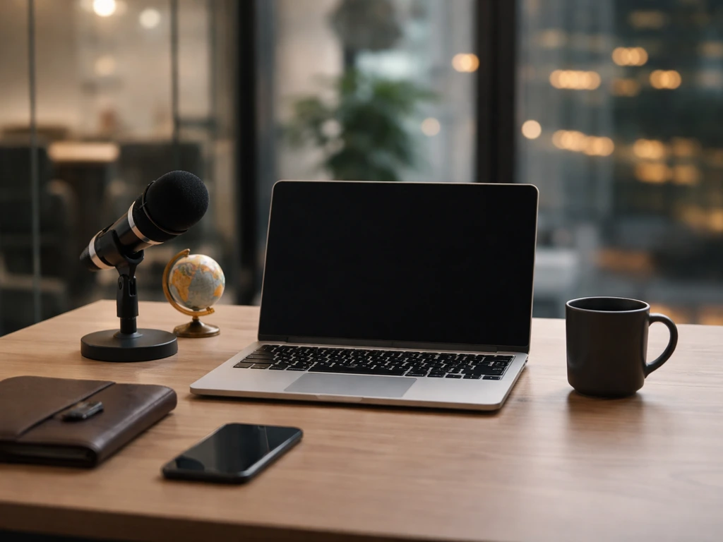 Minimal photo of a business office desk with a computer, suggesting media and market-company leadership