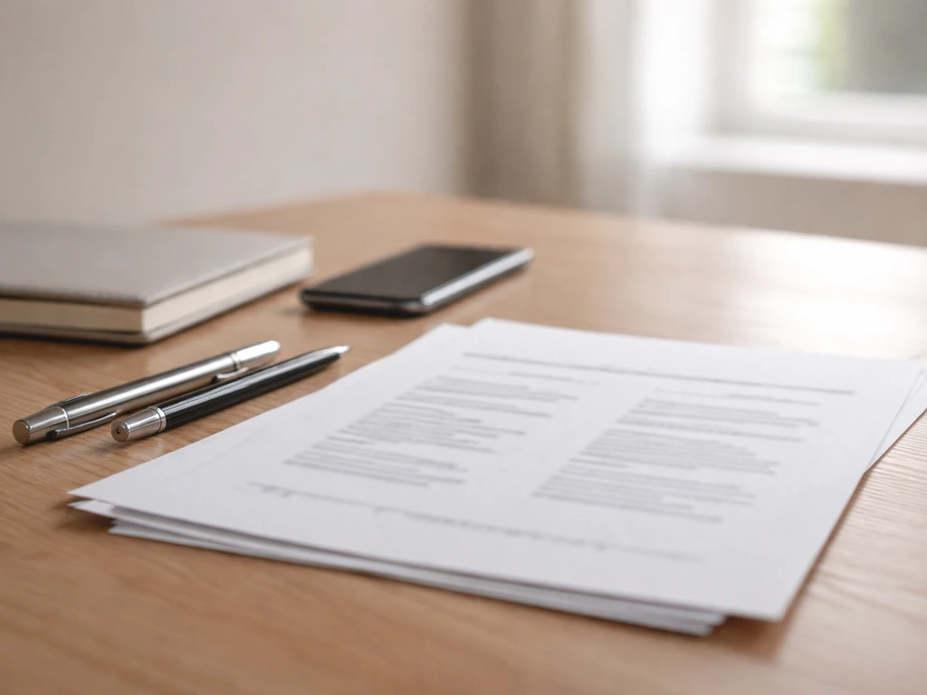 Minimal desk scene with printed documents and office items suggesting comparing financial estimates.