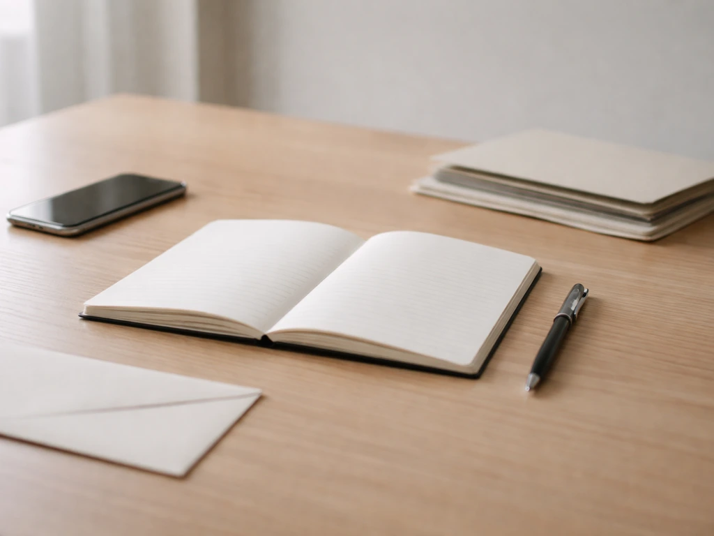 Minimal office desk scene with a notepad and pen suggesting a career-earnings methodology