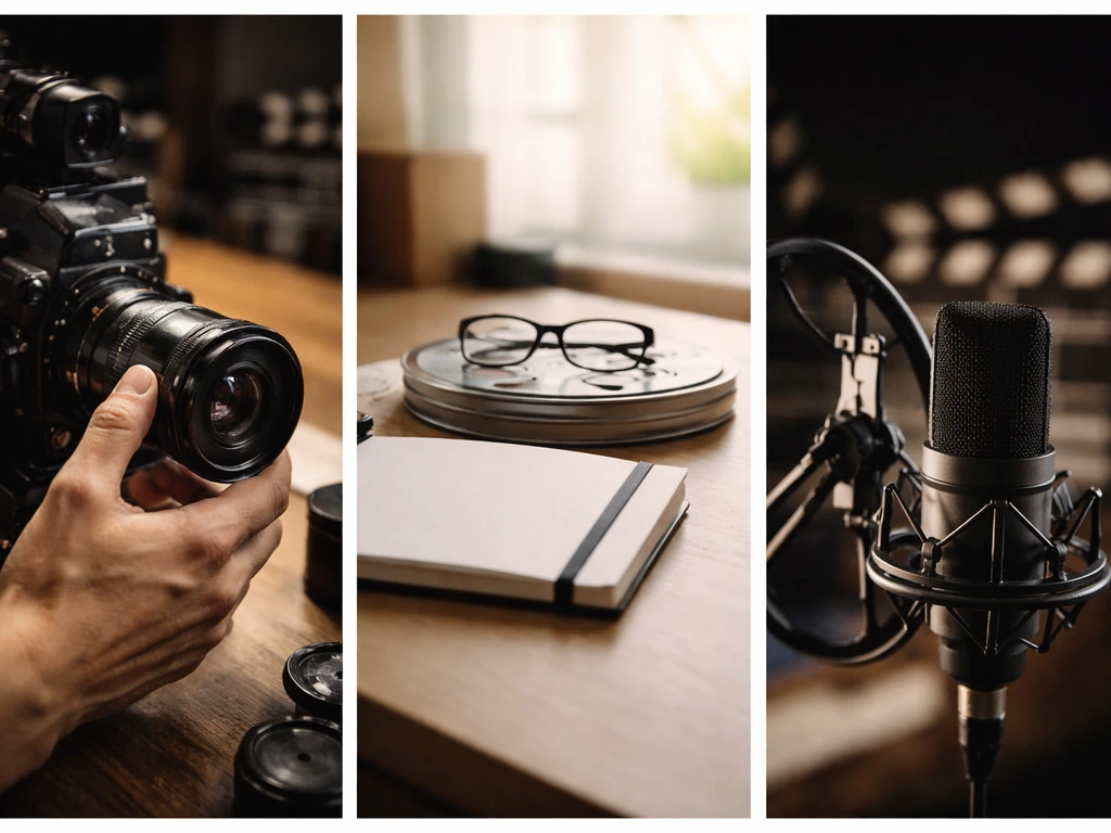 Minimal photo-style collage showing three anonymous film-industry identities, hinting at “Carl Rinsch” disambiguation