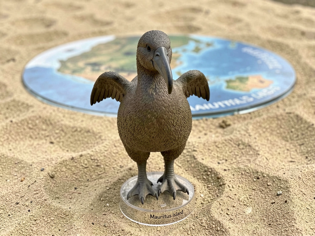 Dodo silhouette and Mauritius island context