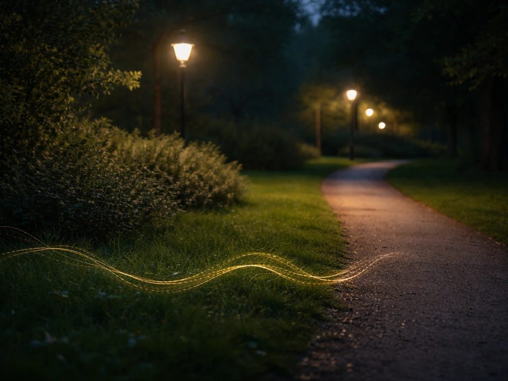 Sfeervolle foto van het Noorderplantsoen in Groningen met gras en een subtiele ‘remix’ golfachtige lichtschijn.