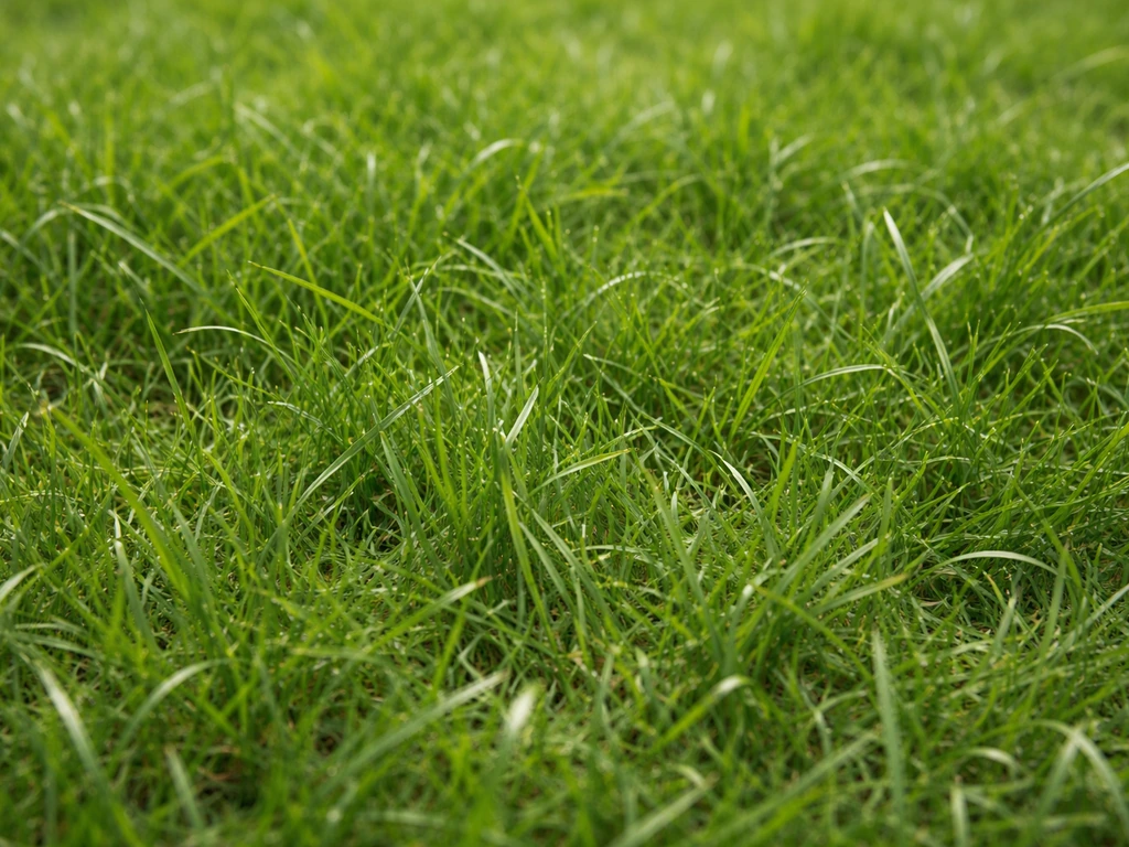 Close-up van grasbladen in een gazon met zichtbare bladvormen en nerven om grassoorten te herkennen.