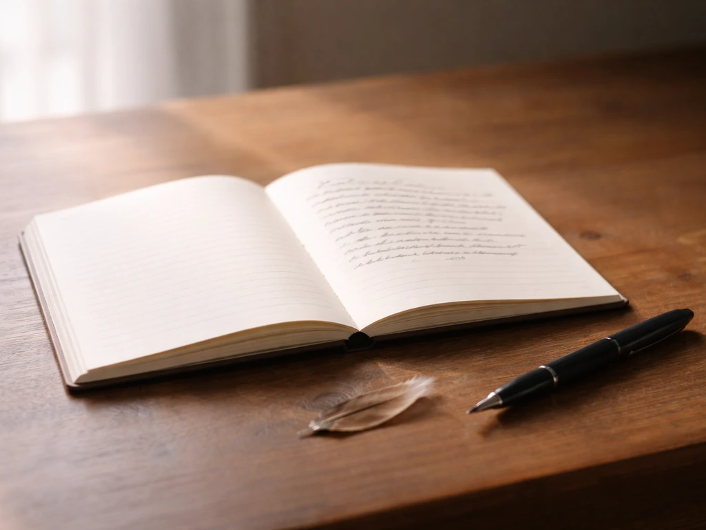 Notebook open with pen and a handwritten-style example entry about a bird sighting