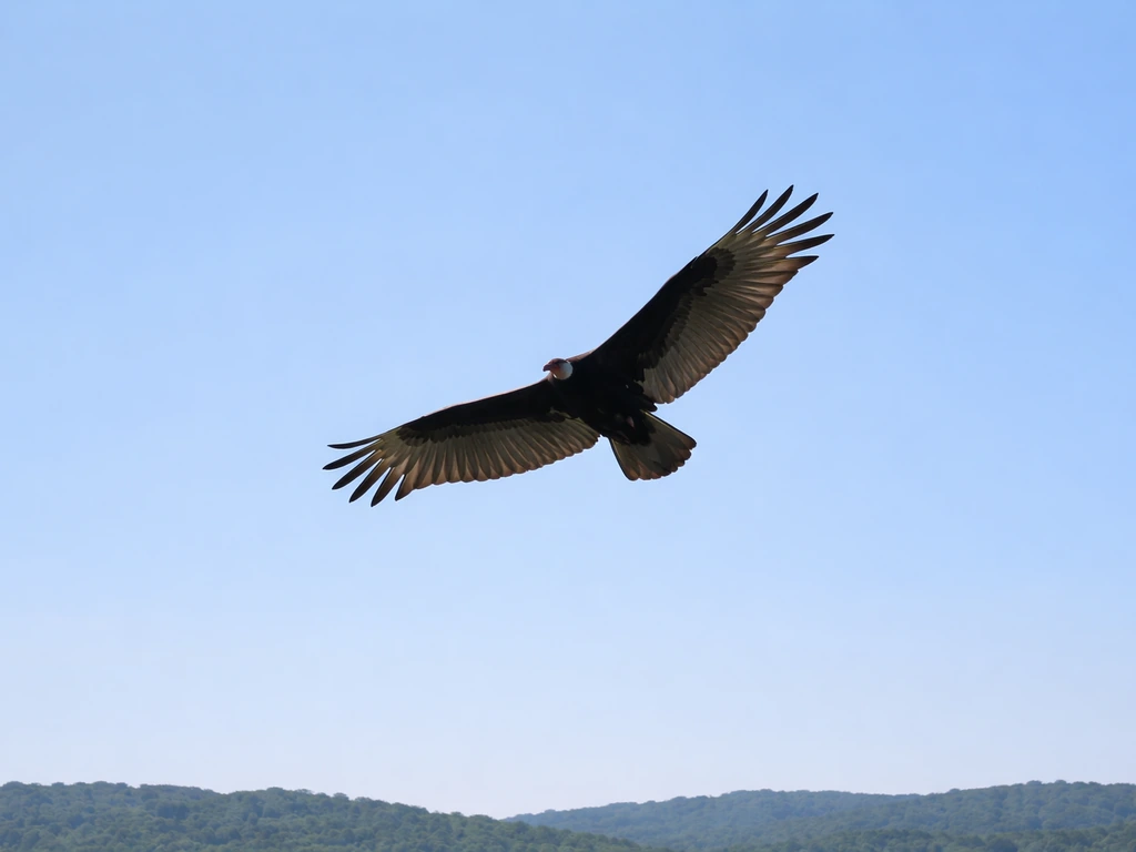 Turkey vulture silhouette soaring in wide circles above open landscape, hinting at the bird called “buzzard.”