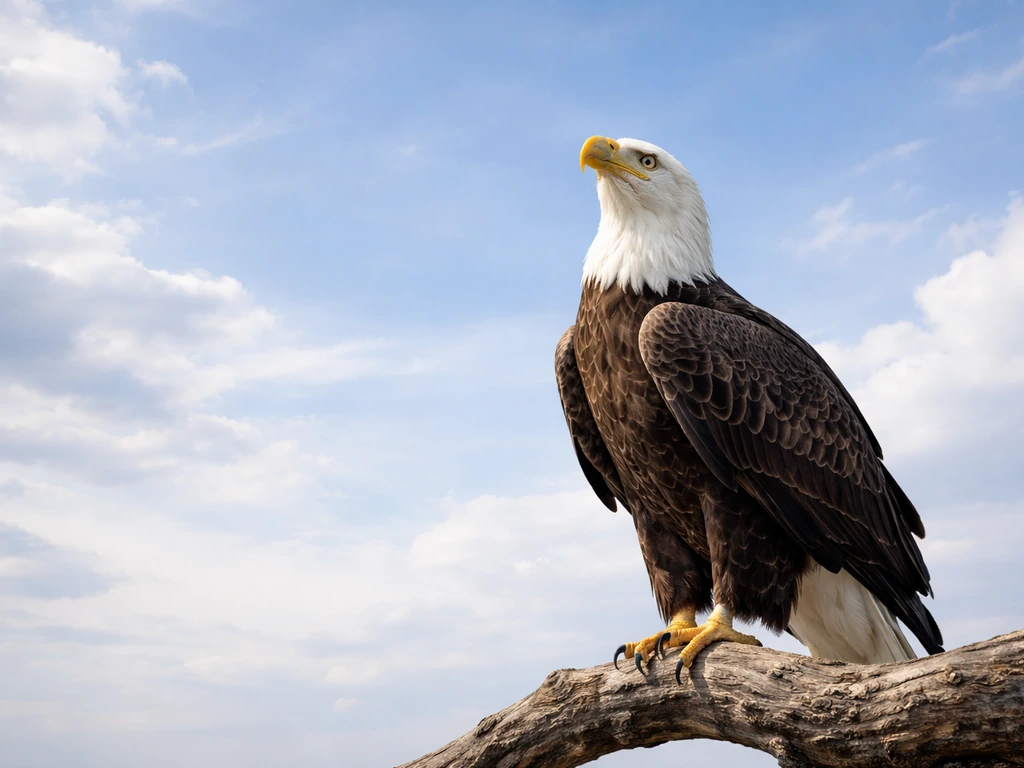 A raptor perched against a wide open sky, suggesting spiritual vision and clarity.