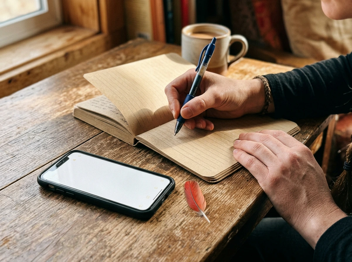 Journaling after seeing a red bird, using the encounter immediately