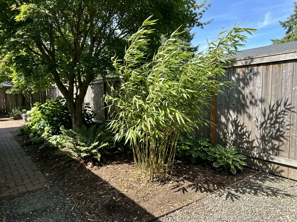Sun-and-wind microclimate test spot with bamboo under partial shade