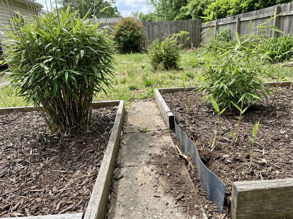 Running vs clumping bamboo behavior separated by root barrier