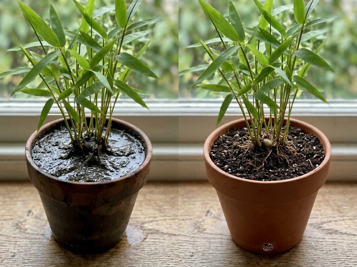 Bamboo in wet waterlogged soil vs bamboo in well-draining soil
