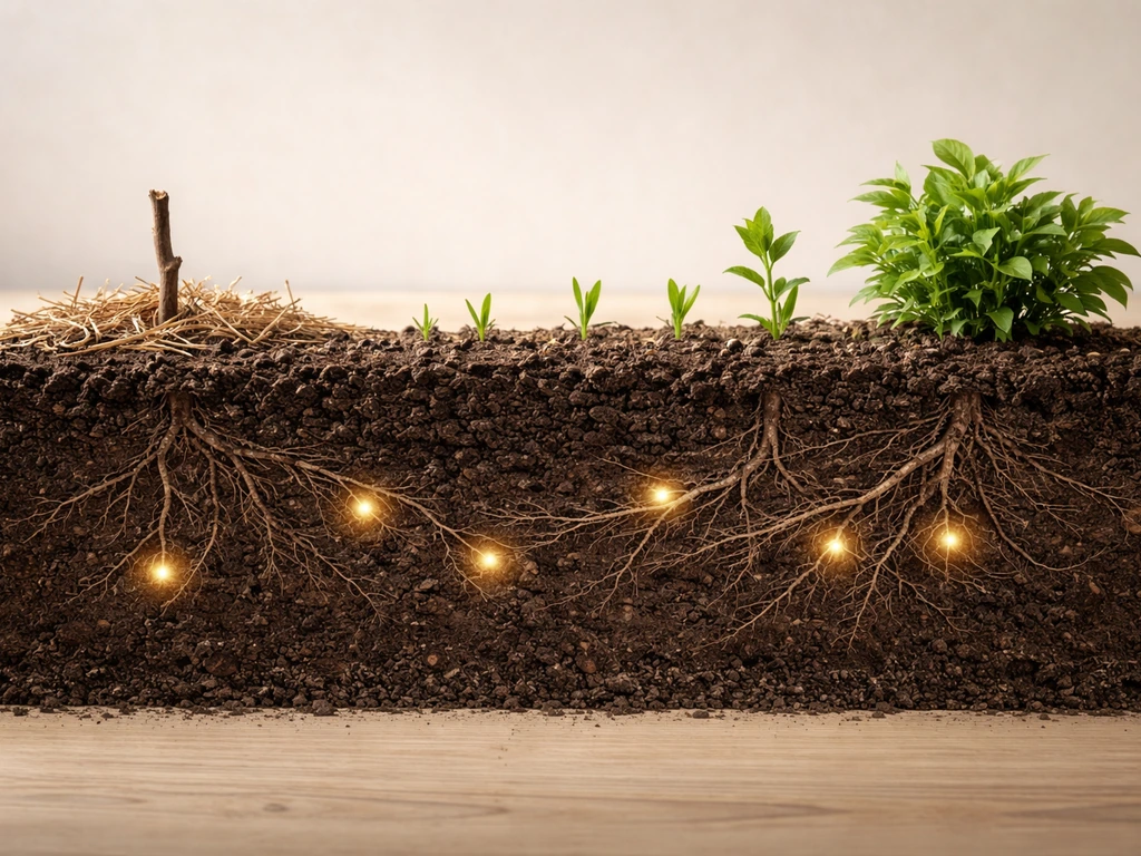 Minimal soil cross-section showing underground rhizomes and above-ground growth from dormancy to summer shoots.