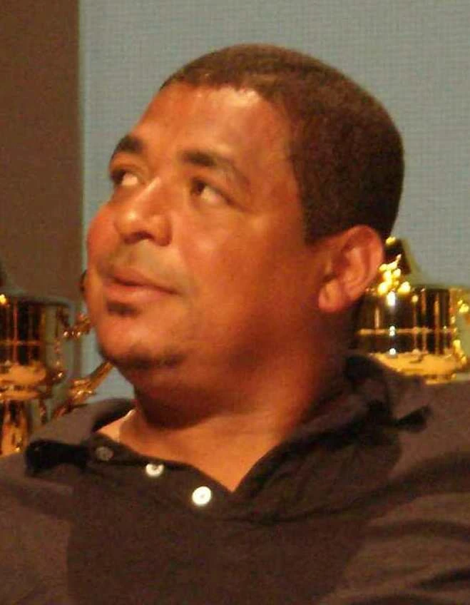 Marcos André Batista dos Santos, known as Vampeta, in a candid portrait photo