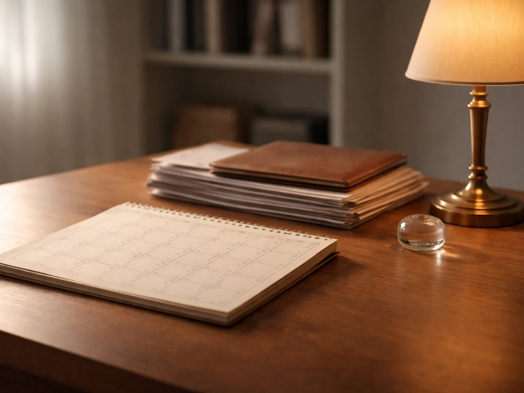 A long-running businessman’s timeline idea shown with a vintage desk calendar and business documents
