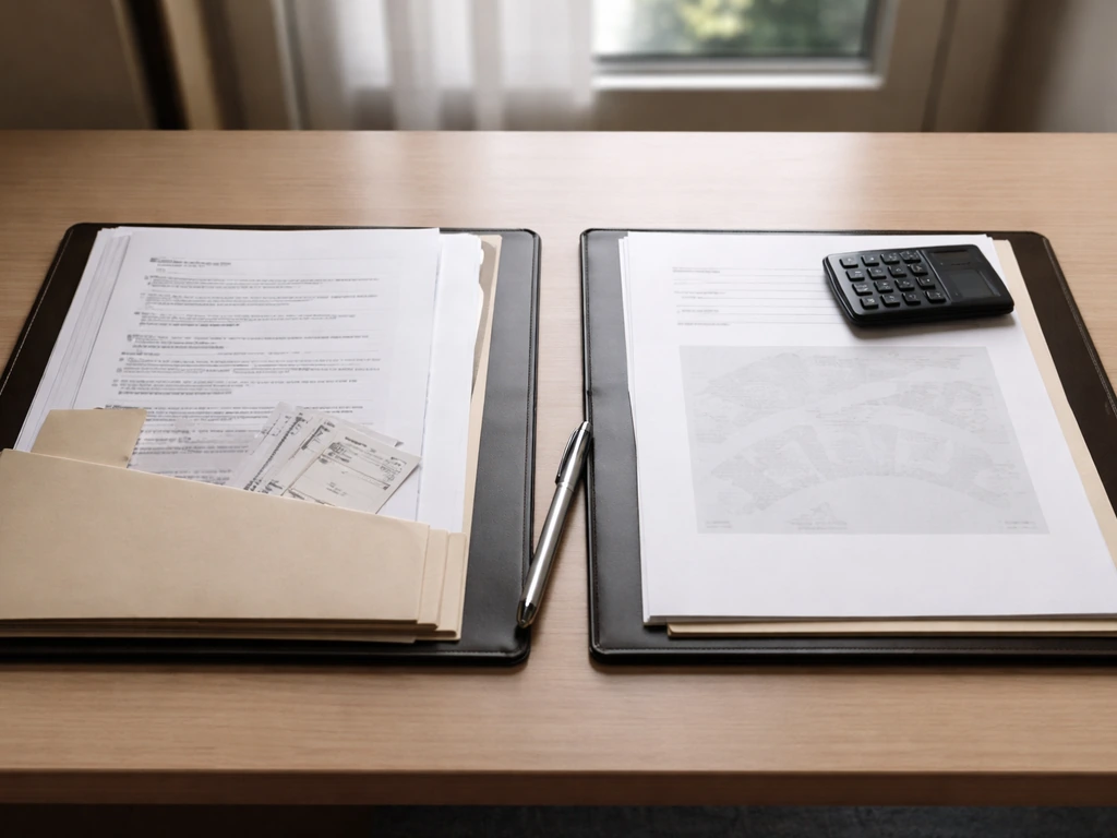 Minimal desk photo showing sourced documents on one side and unsourced “precise claim” paper on the other.