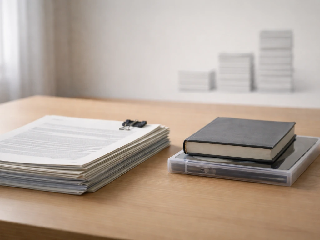 Documents and media items on a clean desk, with subtle cues suggesting limited salary data.