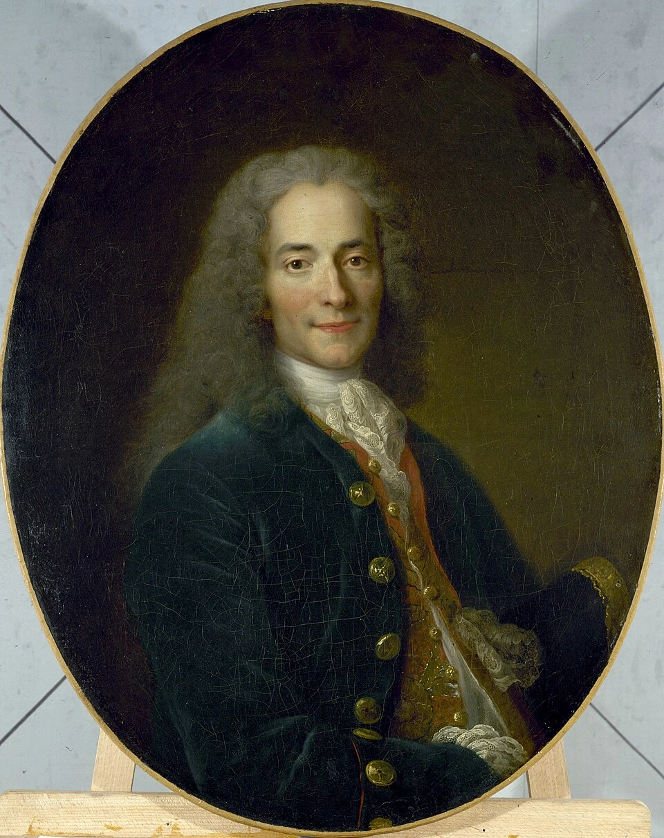 Portrait painting of Voltaire (François-Marie Arouet), 18th-century French philosopher and writer