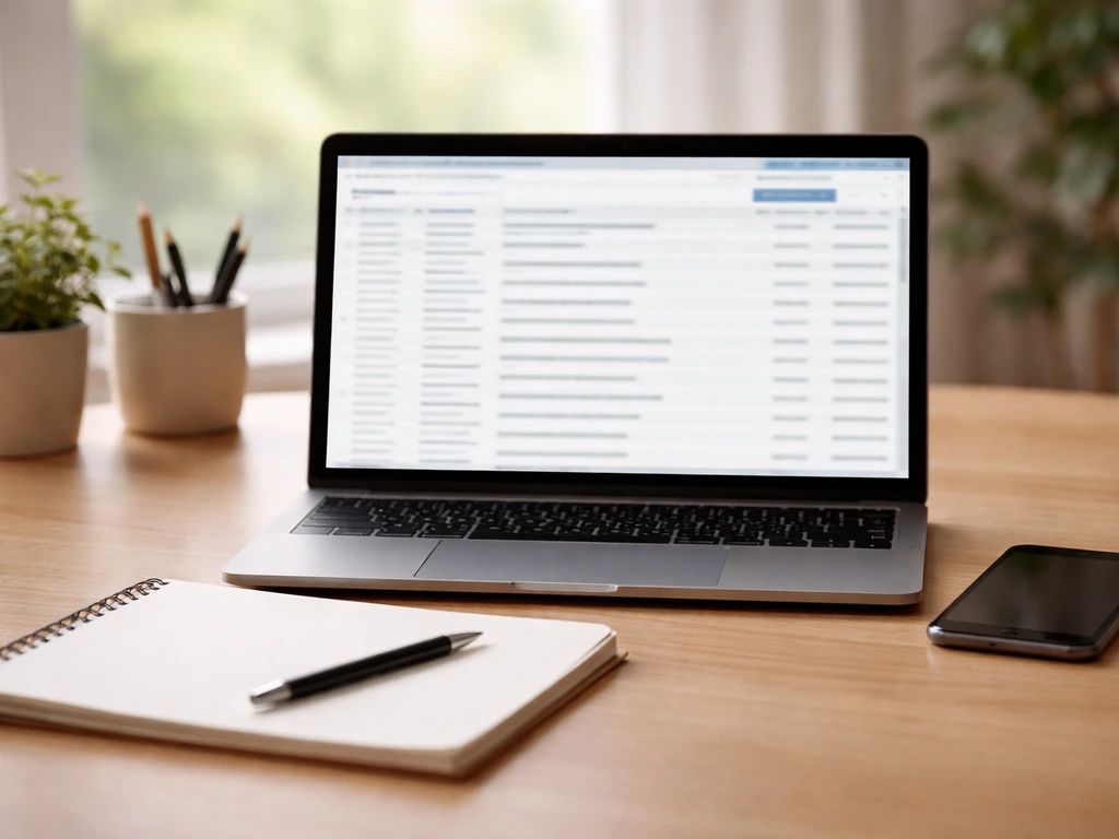 Minimal desk scene with laptop and smartphone, symbolizing checking nonprofit Form 990 updates from public sources.
