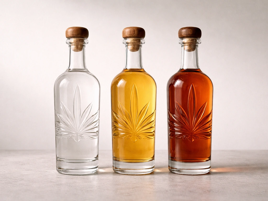 Three tequila bottles side-by-side on a light stone surface, showcasing Silver, Reposado, and Anejo.