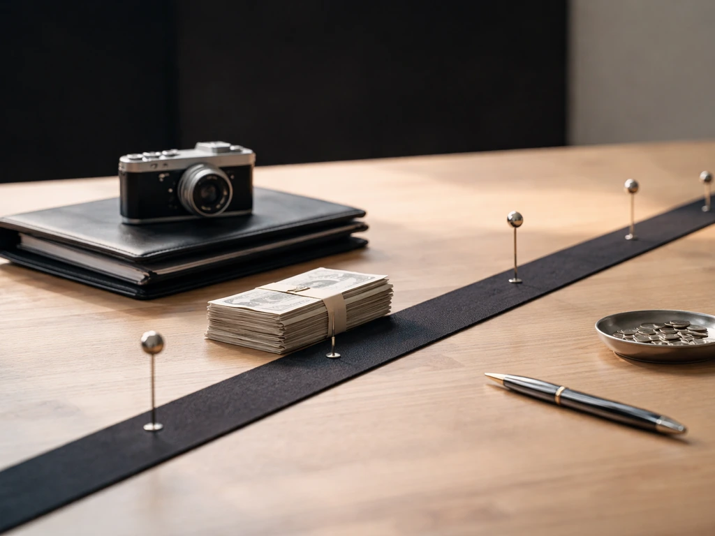 Minimal timeline-style photo of money and media cues, with distinct milestone markers from 2009 to 2021