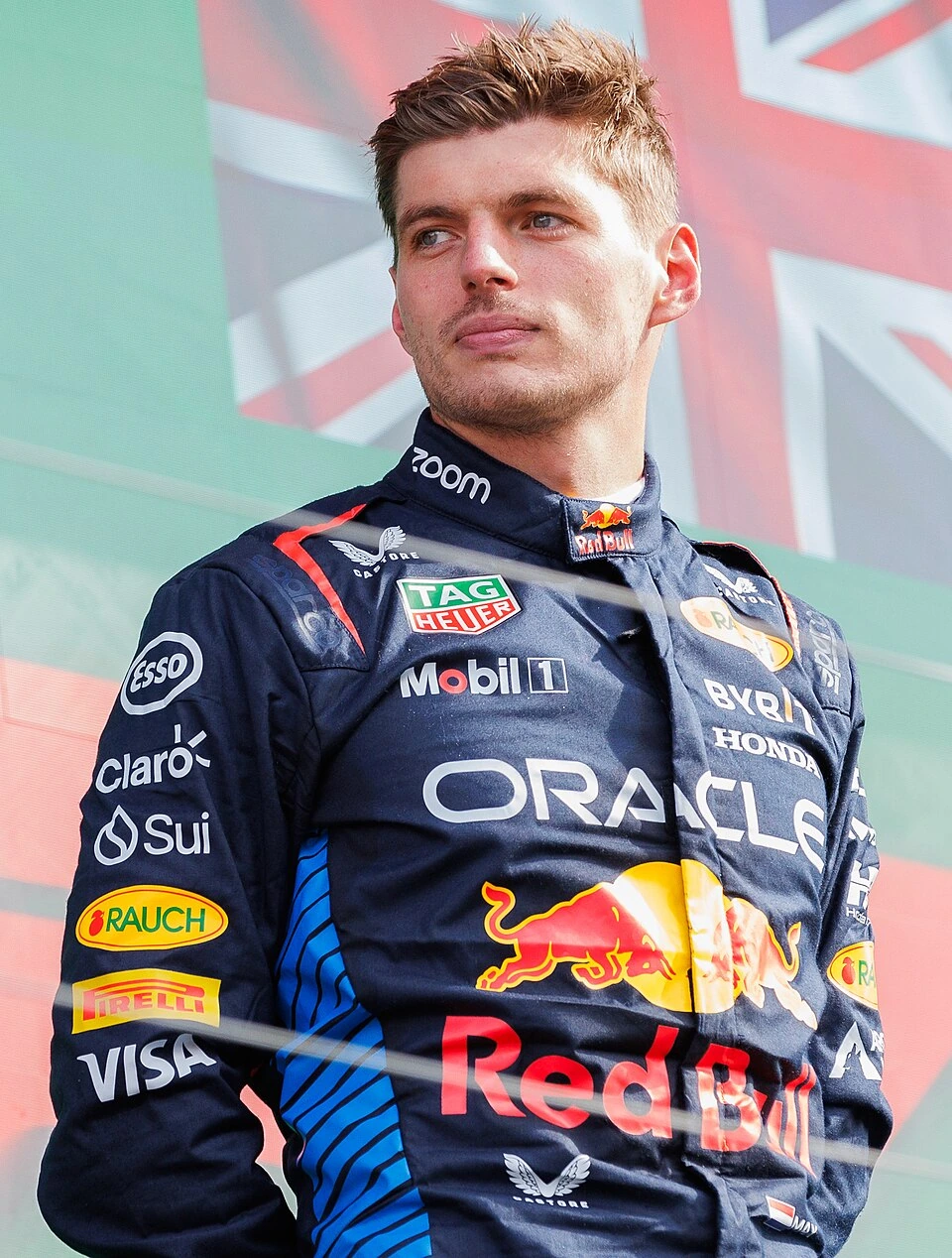 Max Verstappen in Red Bull racing suit, portrait photo
