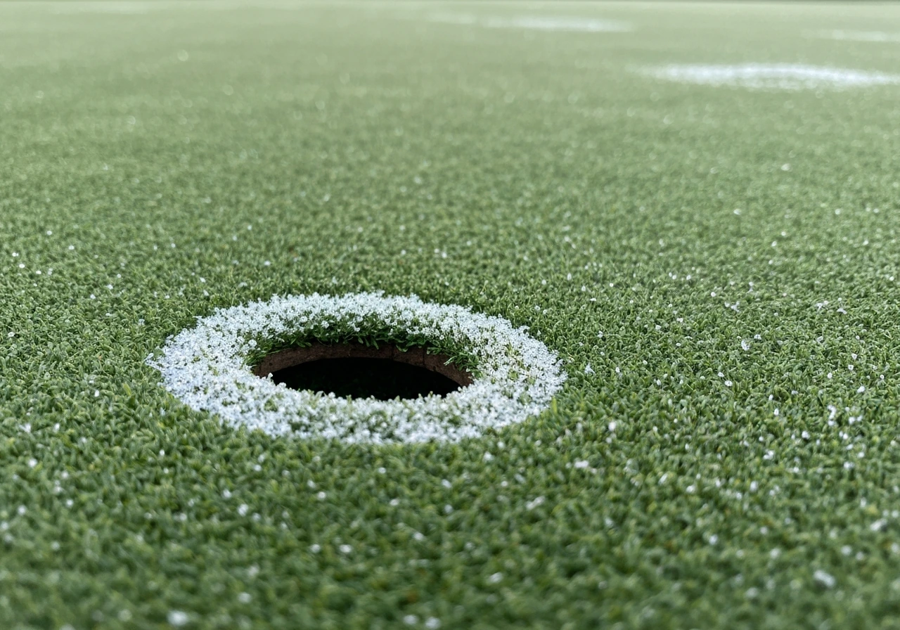 Net verticuteerd nieuw gazon met zichtbare snijsporen en gras in herstelmodus.