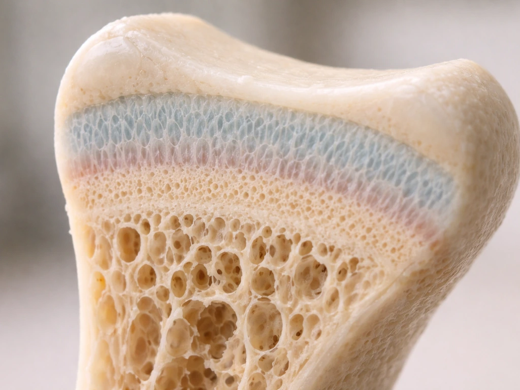 Close-up of a long-bone end with visible cartilage growth plate zones in a simple, realistic medical illustration.