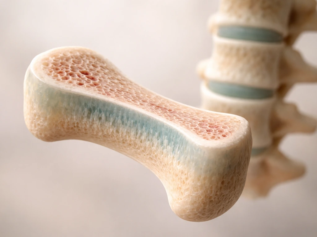 Close-up of bone and cartilage growth plate zones at ends of long bones, softly lit and minimal background.