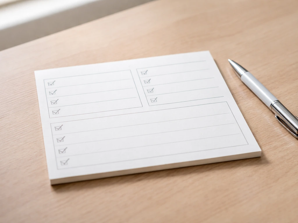 Minimal action checklist card showing three age groups in separate boxes.