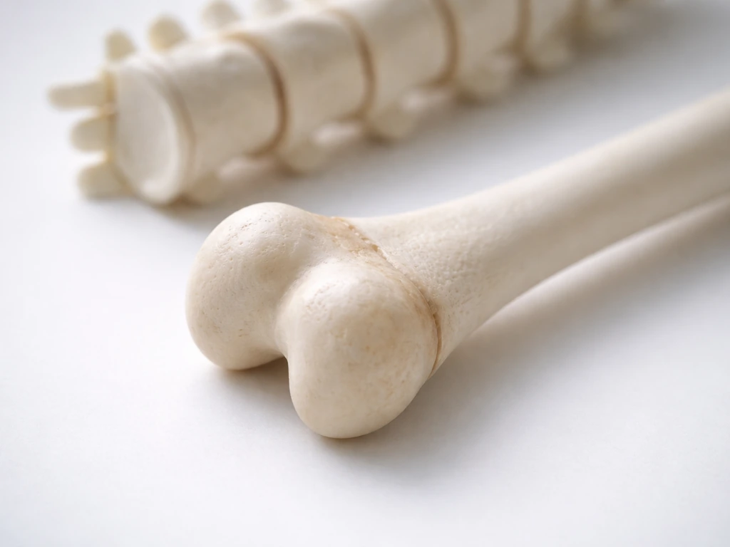 Photorealistic close-up of a simplified anatomical view of long bones with the growth plate area highlighted conceptuall