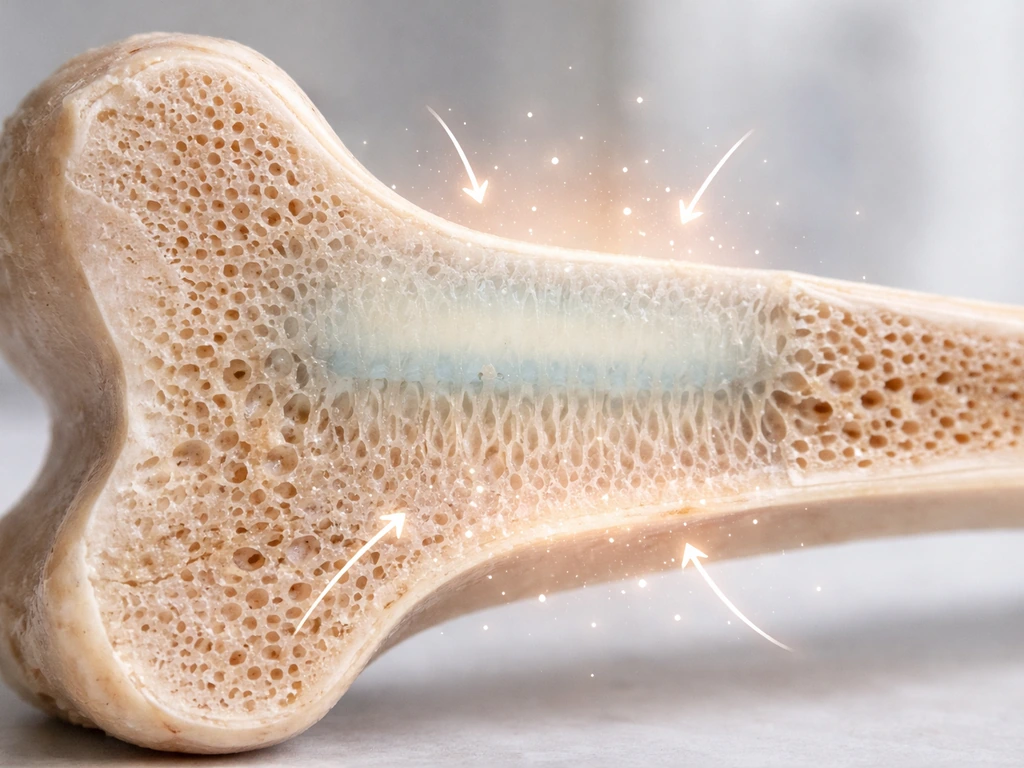 Macro view of a long bone cross-section highlighting an epiphyseal growth plate region.