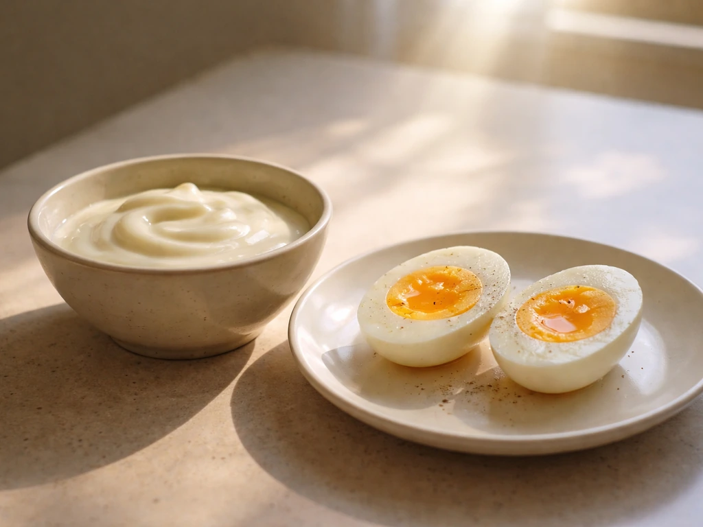 Close-up of a bowl with fortified yogurt and calcium-rich dairy, beside a sunny window light beam.