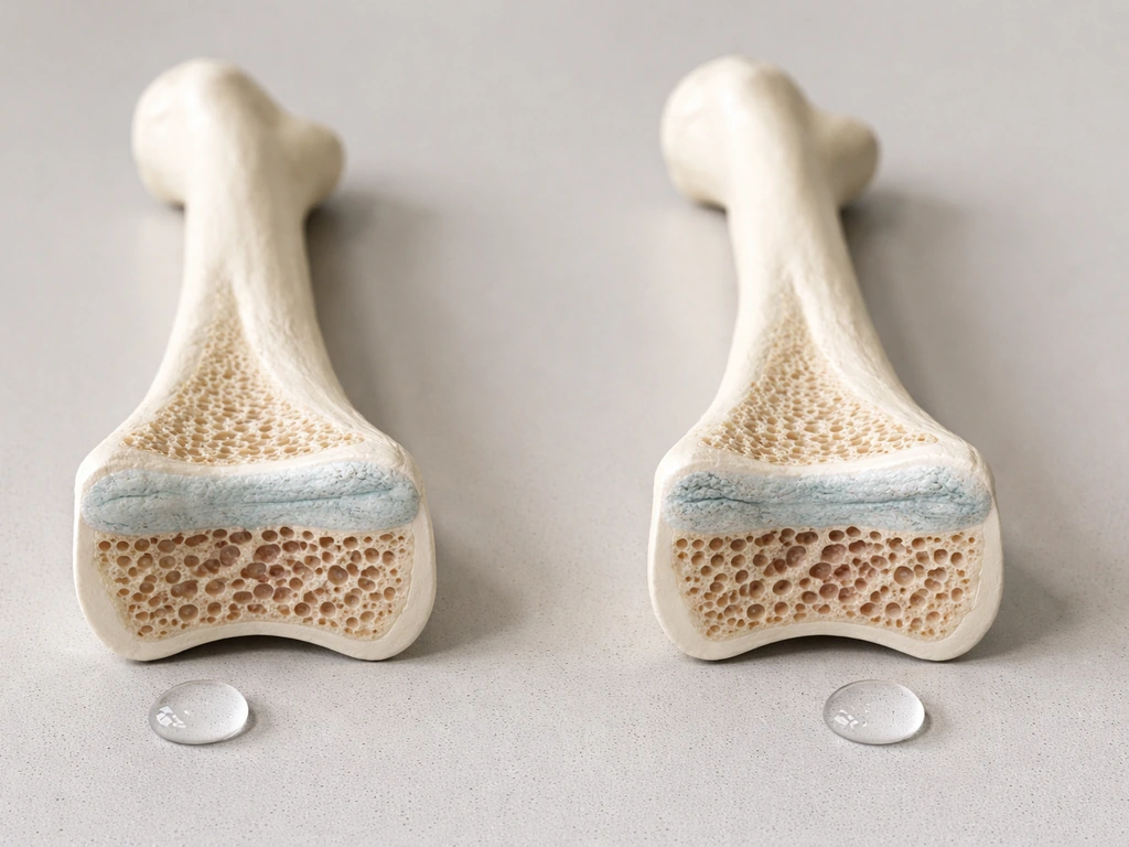 Minimal side-by-side long bone cutaway showing hydration helps with no effect on growth plate cartilage