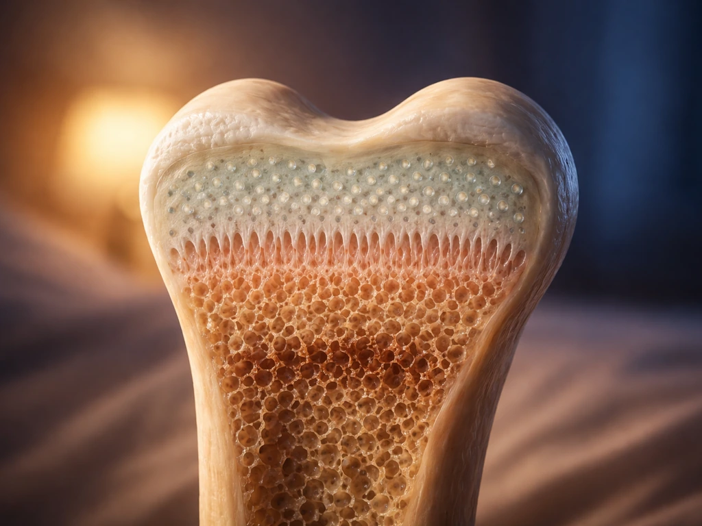 Close-up view of growth plate cartilage near a long bone end, lit for medical clarity
