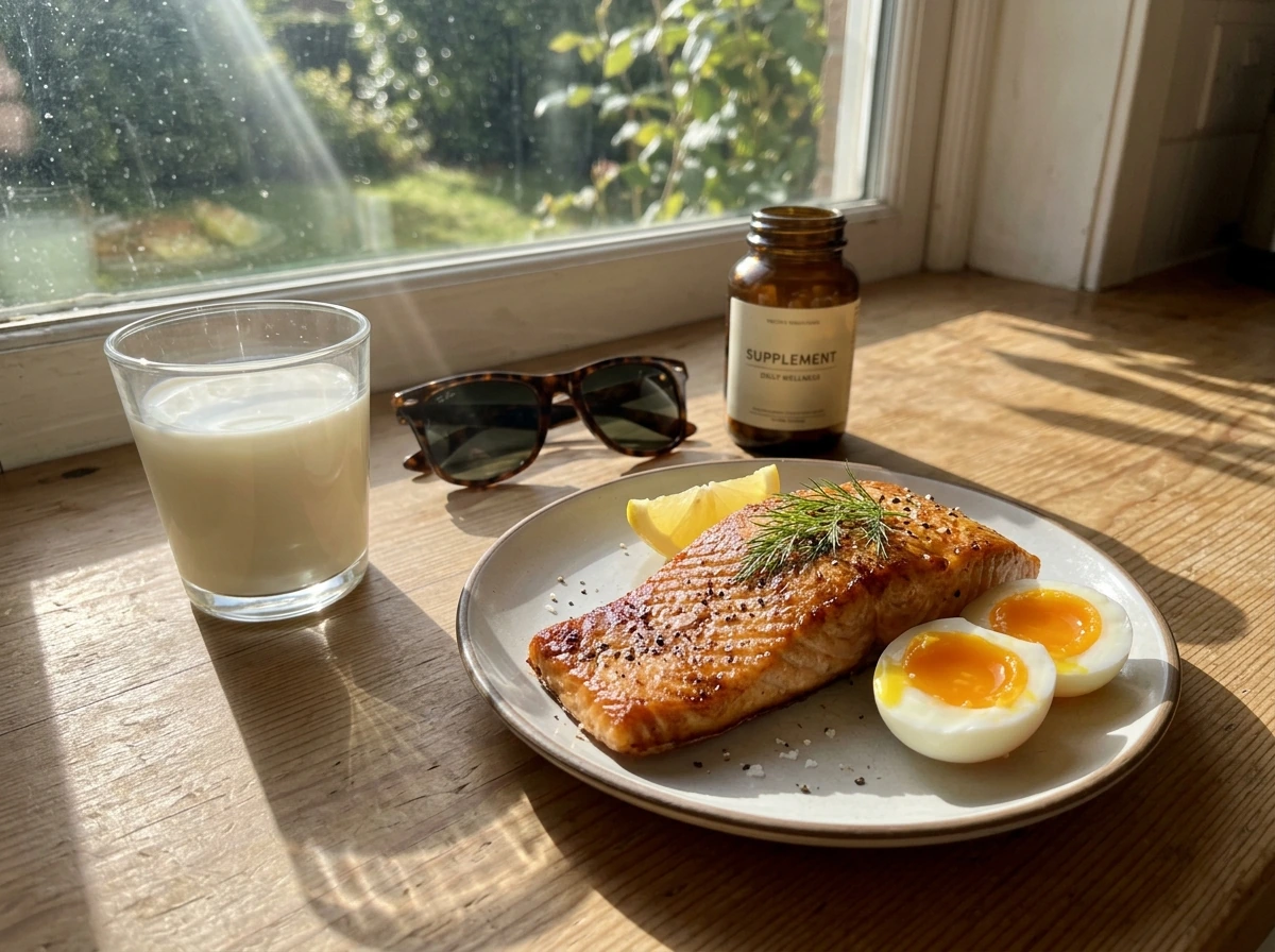 Sunlight through a window with vitamin D sources