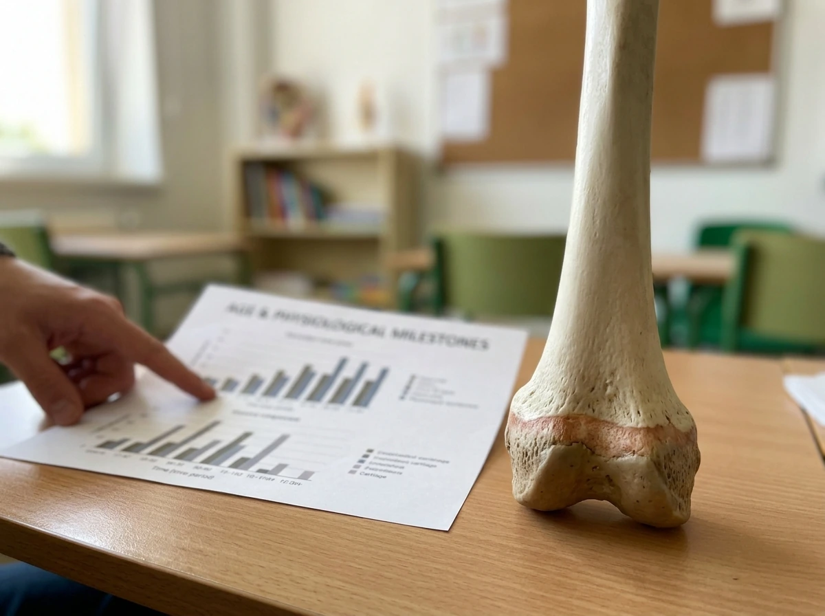 Illustration-like photo of an open growth plate concept using a model bone