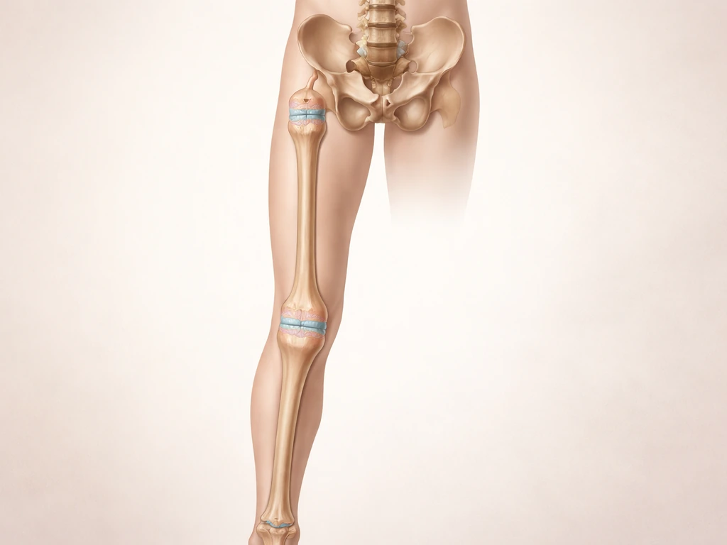Minimal cutaway of leg bones and growth plates showing cartilage-to-bone lengthening at the ends.