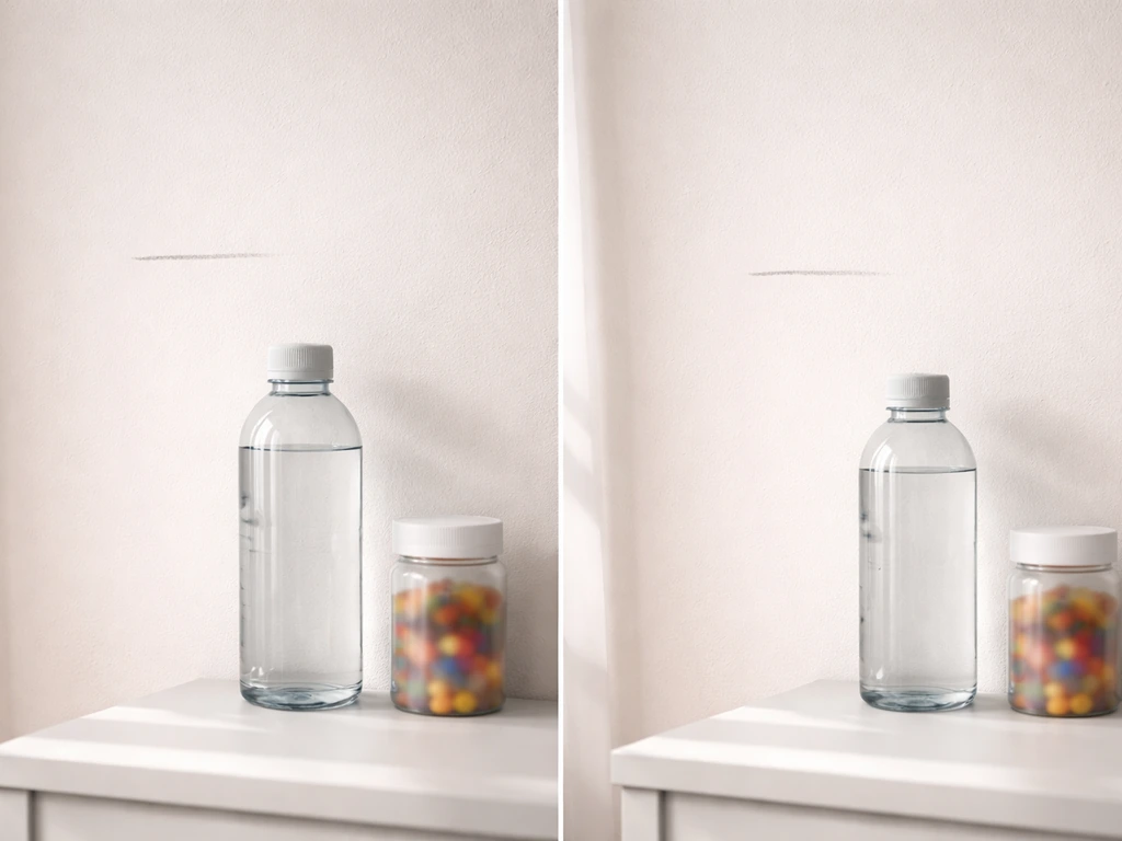 Blank wall height tick marks with unlabeled supplement items nearby, symbolizing deficient vs sufficient outcomes.
