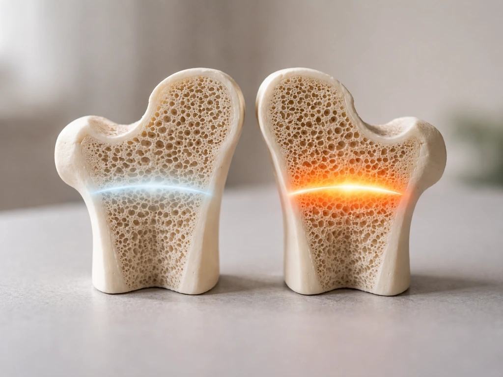 Minimal medical-style photo of a simplified bone cross-section model with two marked growth plate stages.