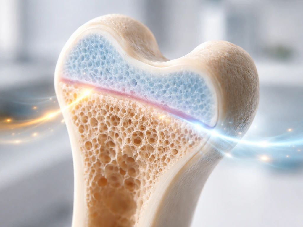 Macro view of a long bone model highlighting the growth plate region with soft hormone-like light cues.