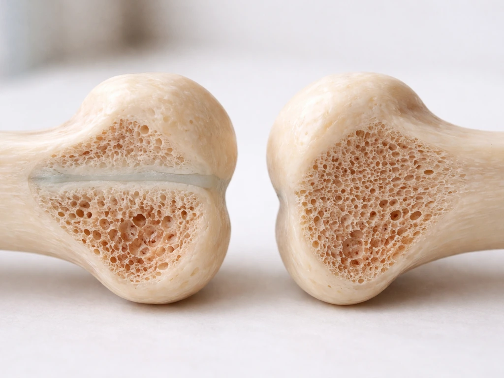 Macro view of a long bone cross-section showing an open growth plate next to fused bone after closure