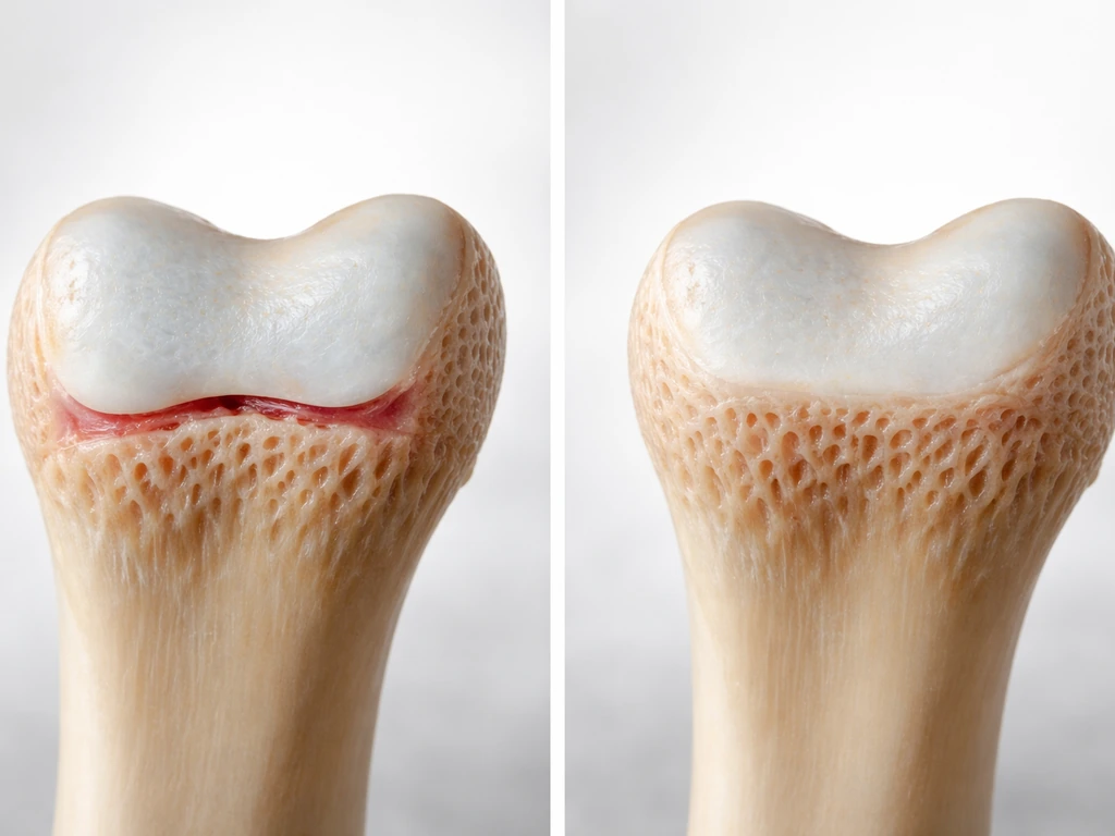 Two adjacent close-up views of a long bone: one with an open growth plate, one fused, showing growth can’t resume.