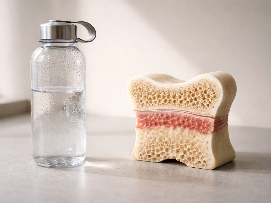 Sports water bottle next to a simple bone-growth visual, showing hydration for performance not bone growth.