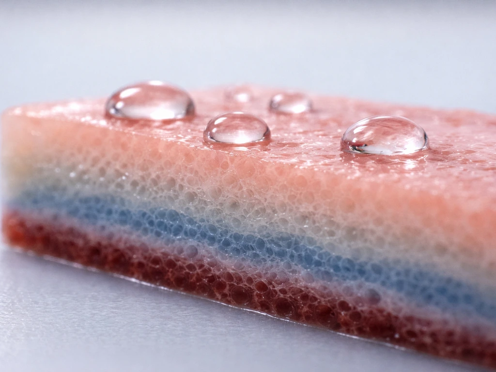 Close-up of cartilage tissue with water droplets nearby, showing no direct effect on the growth plate
