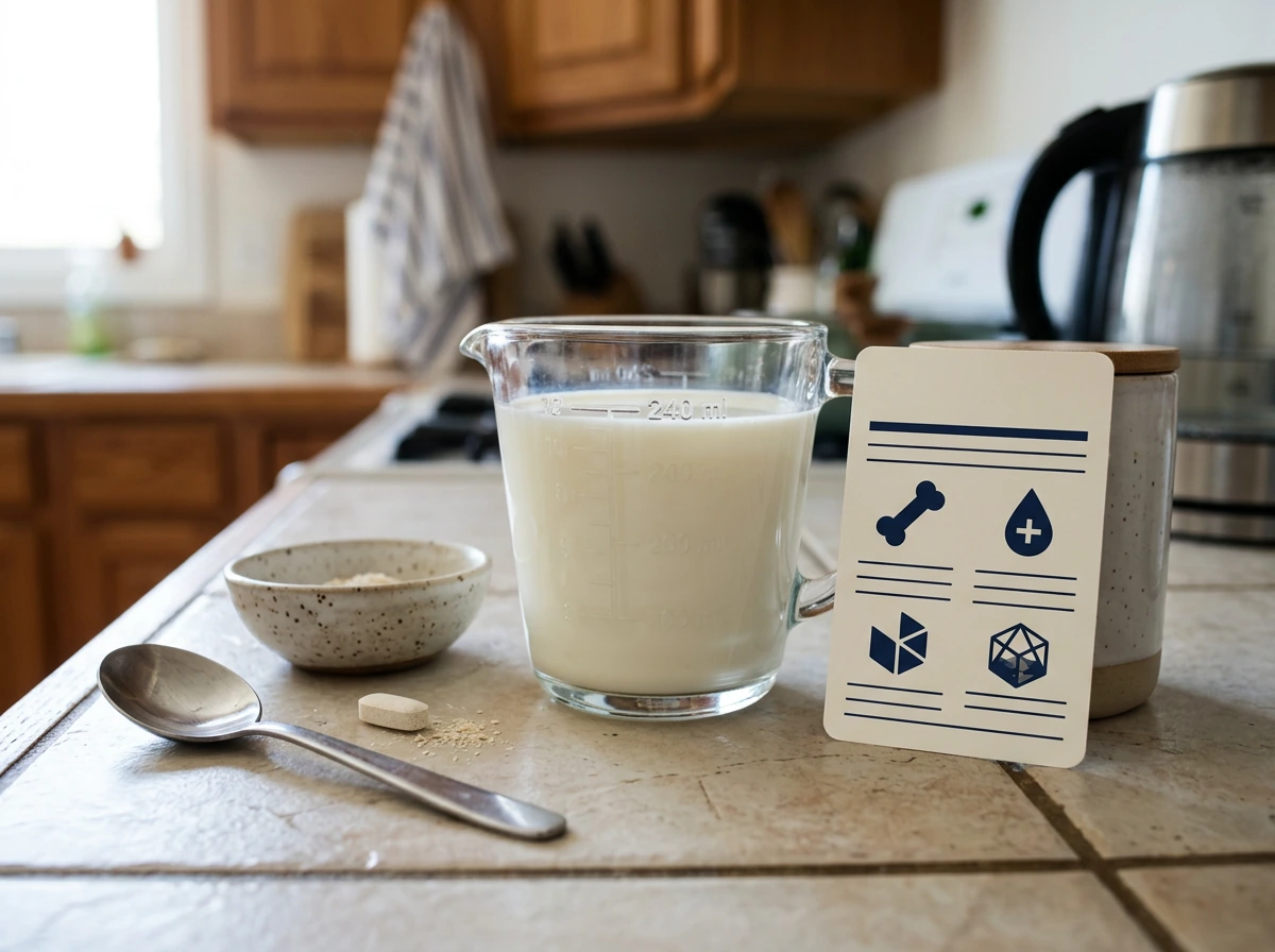 Measuring a measured cup of milk for daily intake