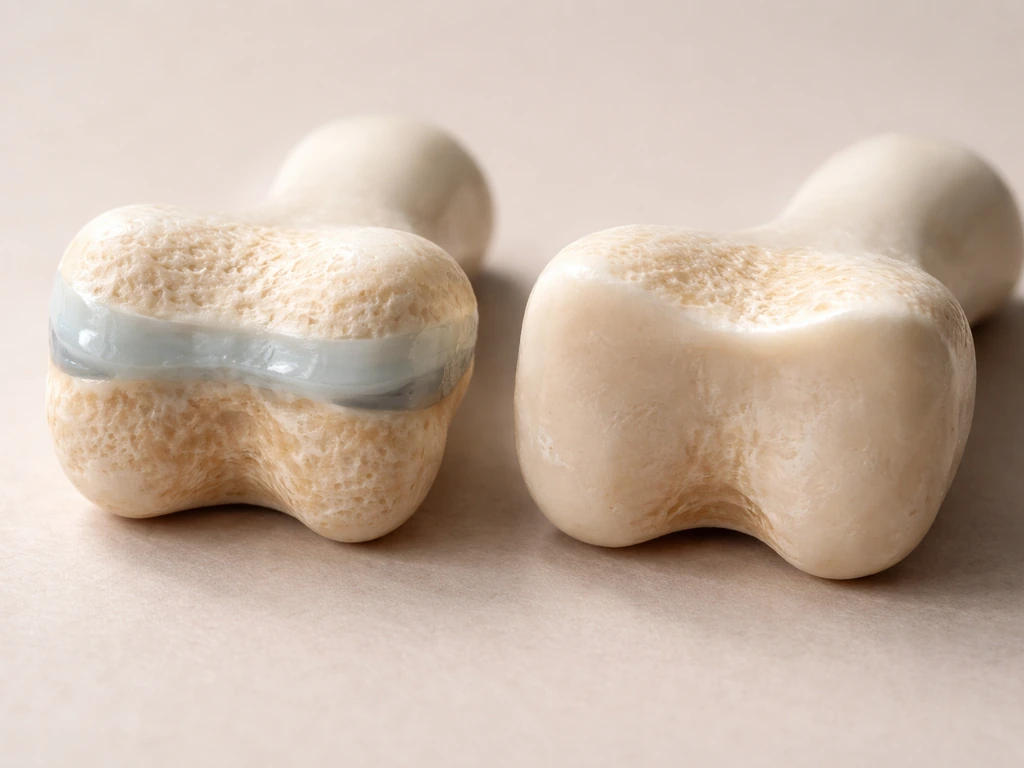 An anatomical model showing open vs closed growth plates on a plain table.