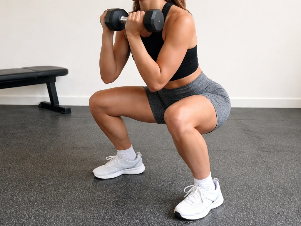Person doing high-intensity resistance exercise with dumbbells in a simple home gym