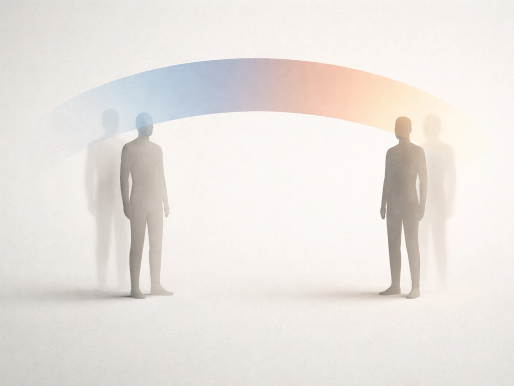 Two neutral height silhouettes with a translucent uncertainty band suggesting genetics vs environment variability.