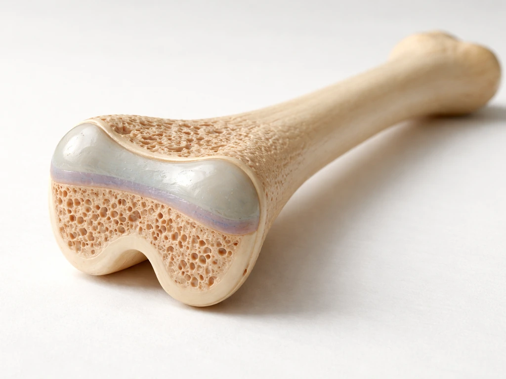Realistic 3D medical-style model showing growth plates at the ends of a long bone